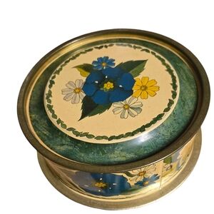 Hallmark Springbok vintage 1970s Mod floral round  tin made in Brazil